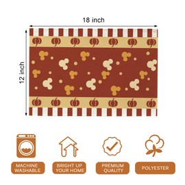 Seliem Red Fall Cartoon Mouse Placemats Set of 4, Autumn Pumpkin Polka Dot Dining Table Place Mats, Seasonal Kitchen Decor Home Decoration 12 x 18 Inch