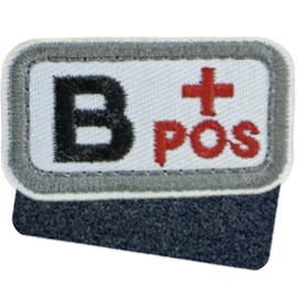 Blood Type Embroidered Velcro Patch White B+