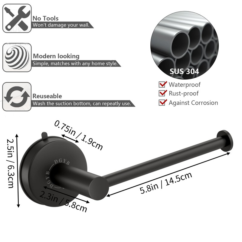 DGYB Suction Cup Toilet Paper Holder - No Drill Adhesive