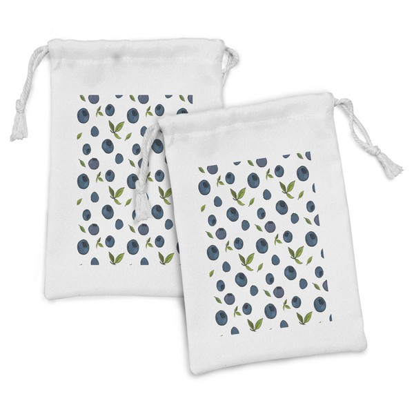 Ambesonne Fruit Fabric Pouch Set of 2, Rhythmic Blueberries on