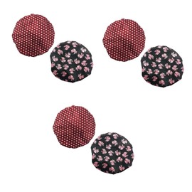 Housoutil 6pcs Shower Caps for Women Double Layer Bathing Hats Bowknot Dot Patterns for All Reusable Washable Hair for Spa