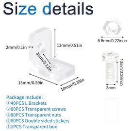 INCREWAY 40Pcs Brackets Transparent Clear Plastic Corner Bracket 90 Degree Support Shelf Corner Brace Right Angle Bracket
