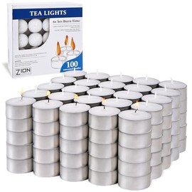 Zion Judaica Premium Unscented Tealight Candles Set Smokeless Multi-Pack Tea Candles Dripless Clean Burning Tea Lights Long Lasting Candlelight for Home Décor Religious Ceremonies (6 Hour, 100, Count)