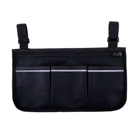 Wheelchair Bag with Pockets Reflective Strips Armrest Side Bag for Electric Wheelchair Mobility Scooter Walking Frame Storage Pouch
