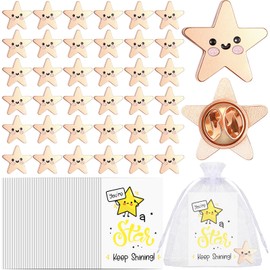 Namalu 36 Sets End of Term Gifts Include You're a Star Badge Lapel Pins Bulk Inspirational Greeting Cards and Organza Bags Motivational Brooch Pocket Token Favors for Coworker Volunteer Teacher Nurse