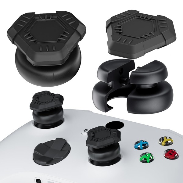 PlayRealm - Extensor de palanca de pulgar sin caída y funda de agarre de silicona, 2 juegos para Xbox Series X/S y Xbox One S/X Controller (UFO negro)