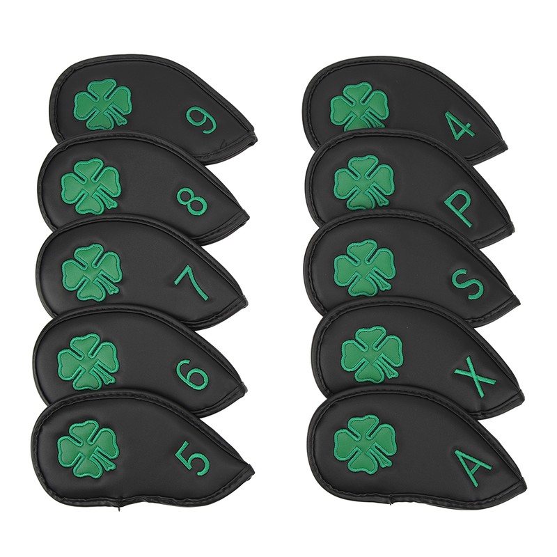10 PCS Golf Club Head Covers Four Leaf Clover Pattern