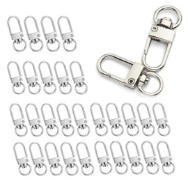 30pcs Metal Lobster Claw Clasps,360°Swivel Hooks,Key Rings,Crafts, DIY Accessories, Metal Hook Buckle,Car Keys Zipper Pulls Handbag Charms Wallets, Silver