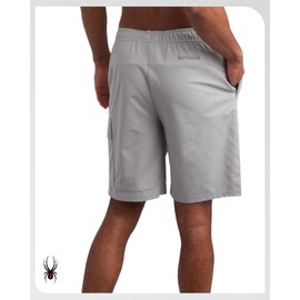 Spyder Mens Cargo Shorts - Stretch Tech Double Knit Fleece Athletic Shorts with Elastic Waistband Drawcord & Pockets (30-36), Size 30, Pewter