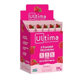 Ultima Replenisher Electrolyte Hydration Powder, Raspberry, 20 Count Stickpacks - Sugar Free, 0 Calories, 0 Carbs - Gluten-Free, Keto, Non-GMO with Magnesium, Potassium, Calcium