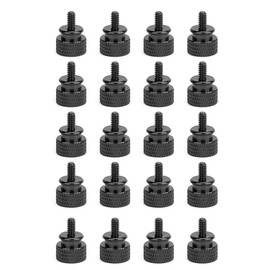 20 Pack Computer Case Thumbscrews, Fully Threaded 6-32 Teeth Knurled Thumb Screws, Aluminum Alloy Case Anodized Hand Fastener for Cover/Power Supply/PCI Slots/Hard Drives(black)