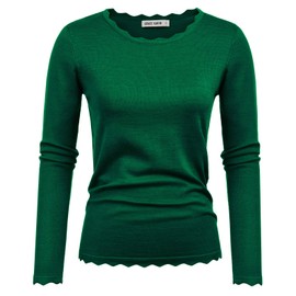 High Stretchy Long Sleeve Knitting Pullover Sweater Top 2025 Dark Green Size M