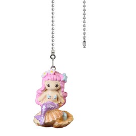 12" Easy-Install Ceiling Fan Pull Chain Set with Decorative Pendant - Extender & Ball Chain Connector for Light Pull Chains, Ceiling Fan Hanging Ornament Accessories (Mermaid-B)