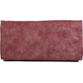 styleBREAKER fold-over clutch in suede look with zip, 3-in-1 bag, shoulder strap, strap, shoulder bag, ladies 02012190, color:Raspberry
