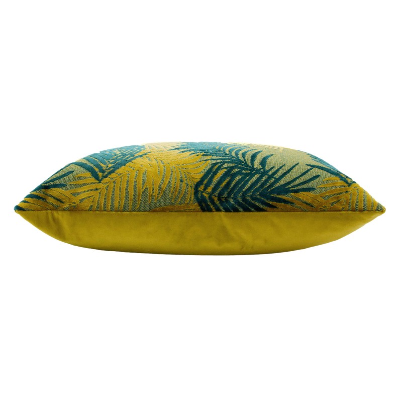 Paoletti Palm Grove Cushion Cover, Gold/Teal, 50 x 50cm