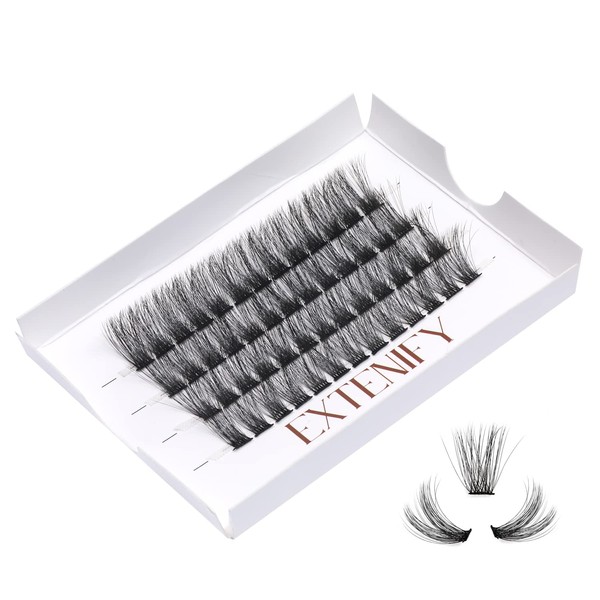 EXTENIFY 16mm Cluster Lashes Wide Stem Individual Lashes Cluster Wispy