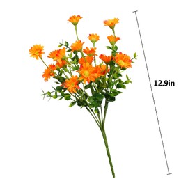 HIFORESTAR Fake Mums Look Real Fall Flowers 8 Bundles Thanksgiving Outdoor Decorations Artificial Orange Daisy Flower Outside Plants Silk for Autumn Front Porch Patio Planter Decor (8 Bundles Orange)