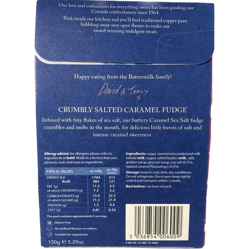 Buttermilk Luxury Caramel and Seasalt Fudge 150g
