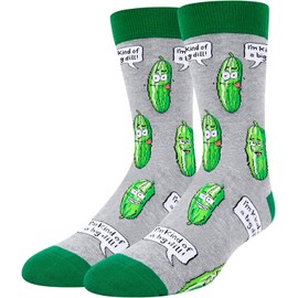 HAPPYPOP Funny Men's Pickle Socks, Novelty Pickle Gifts, Big Dill Pun Socks, Funny Saying