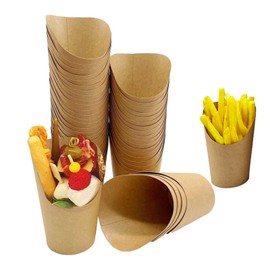 50 Pcs Disposable French Fries Holder, Paper Cups,12oz Paper French Fry Charcuterie Cups, Party Cups for All Charcuterie Snack Waffle Popcorn Sandwich Dessert Ice Cream