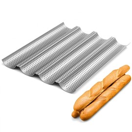 Baguette Baking Tray,Bread Baking Tray,Bread Molds Pans for 4 Wave Slots Loaves French Bread Pan(15 x 13 inch)