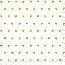 '20 Napkin Lunch Moments Moments "Petits Coeurs Gold 33 x 33 cm, Embossed Design