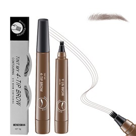 Microblading Eyebrow Pencil,2 PCS Magic Eyebrow Pencil,4-Tip Waterproof Brow Pencil with Micro-Fork Tip,3D Natural Makeup Long-Lasting Fine Stroke Magic Eyebrow Pen (Dark Brown)