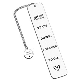 Tin 10 Year Anniversary Bookmark Gifts for Him Her, 10 Year Anniversary Wedding Gifts for Wife Husband, 10th Anniversarys Aluminum Gift for Women Men, Romantic 10th Anniversarys Bookmarks for Couple