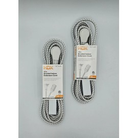 HDX 2 HDX 10 ft. 16-Gauge White Braided Extension Cords Indoor Use 3 Outlets