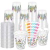 ZCPTZ 100 Sets Wildflower Plastic Cups with Straws & Lids