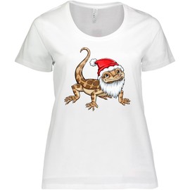 inktastic Santa Bearded Dragon for Christmas Women's Plus Size T-Shirt 1X 0020 White 44516