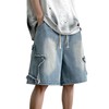 FCOOLYEET Men's Baggy Jeans Shorts Y2k Star Patchwork Denim Shorts