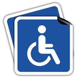 Pack of 2 Magnetic Signs for Wheelchair Users 10 x 10 cm + 2 x Stickers Disabled Sign Magnetic Film Car Wheelchair STROBO