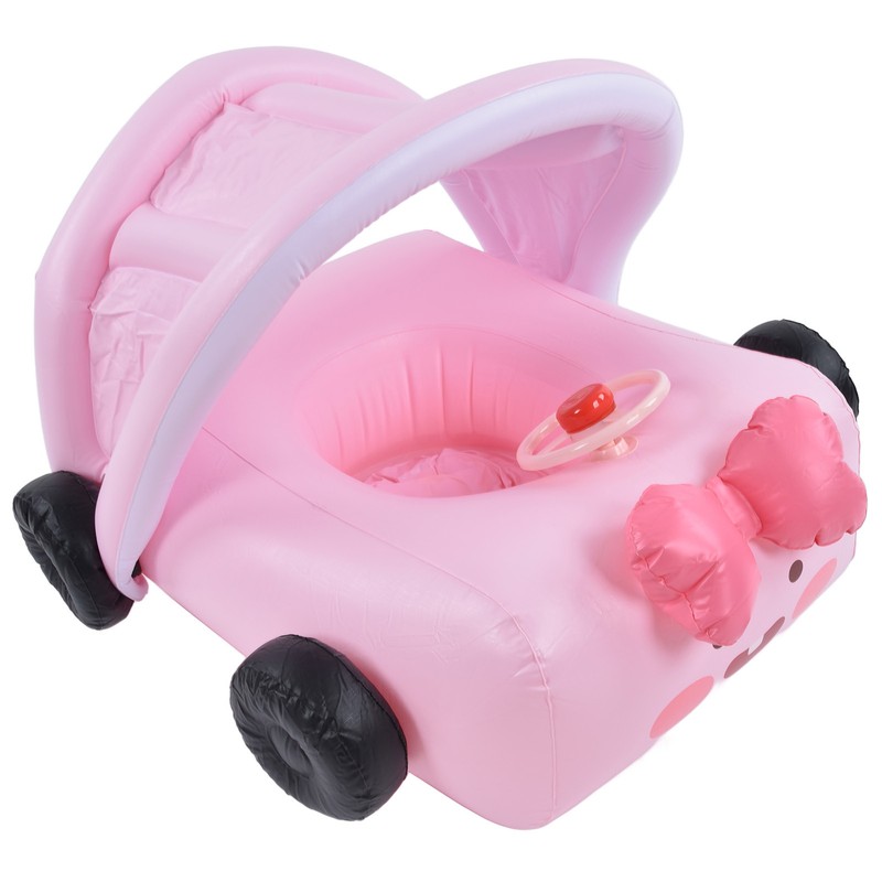 Car Shaped Babies Swim Float Boat Thickened Safe Pink Toddler