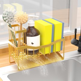 Fssvcd Maifan Sink Caddy Sponge Holder for Kitchen with Brush Holder and Stainless Steel Self Drain Tray, Rustproof Kitchen Sink Organizer for Sponge, Soap Dispenser Storage Accessories