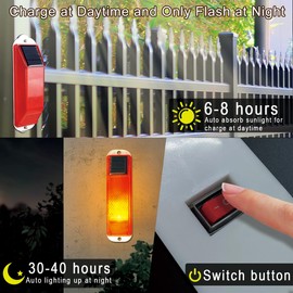Aolyty Solar Strobe Warning Light LED Warning Lamp 4-Pack Super Bright IP54 Waterproof Light Control Flashing Beacon Barricade Construction Safety Road Signs Flash Traffic Lights (Red)