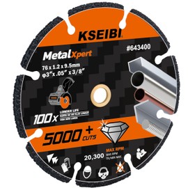 KSEIBI 643400 Diamond Cutting Wheel 3 x 3/8 inch - Cut Off Blade for Metal, Rebar, Steel, Cast Iron, Aluminium Non-Ferrous INOX - Ensures 5000+ Cuts Indestructible Disc Die Grinder Attachment
