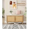 Akxomel Natural Rattan Shoe Storage Bench with Cushion, Entryway Shoe