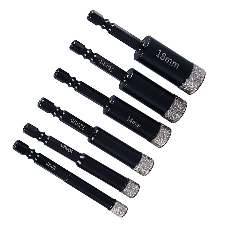 6Pcs Dry Diamond Drill Bit Kit 8 10 12 14