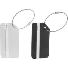 SHERCHPRY Etiquetas De Equipaje De Metal Con Tarjetas De Identificación Y Cuerda 2 Piezas Para Maleta Identificadores Para Escribir Nombre Y Dirección 3.14 X 1.65 X 0.39 in