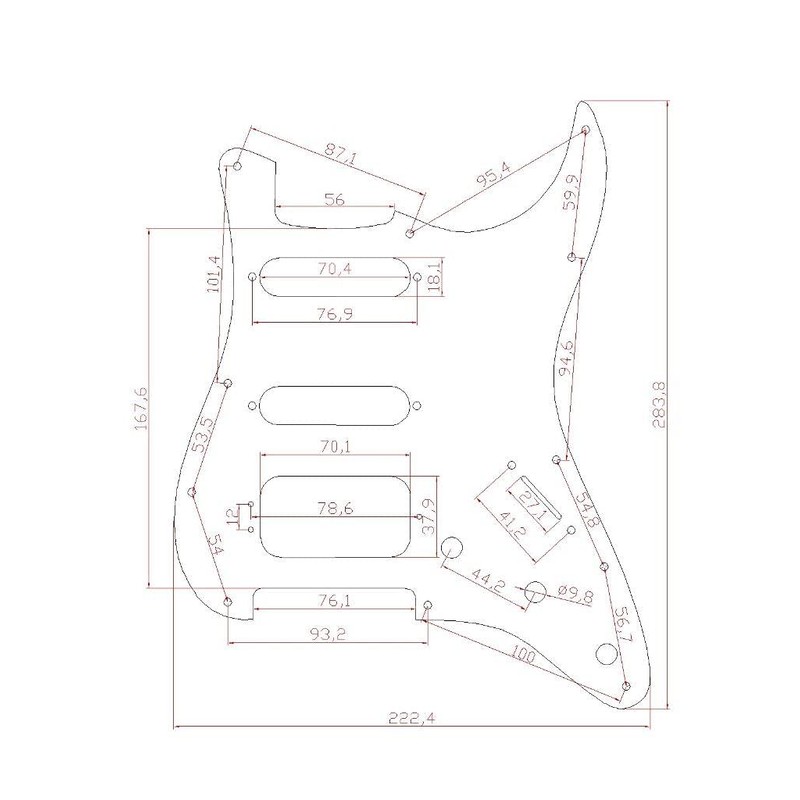 Dopro 11-Hole Strat HSS Guitar Pickguard 3-Screw Humbucking Pickup Mount