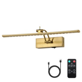 JOOSENLUX Battery Operated Picture Light 5000mAh Rechargeable Wall Light Wireless Art Display Lights Brass 15.94” with Swing Arm with Dimmer and Timer Off Function CRI95+