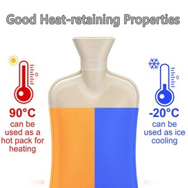 Hot Water Bottle with Cover, Vobulafy Warm Water Bottle with Cover, Pure Natural Rubber, Super Soft Fabric Cover, for Back, Waist, Neck, Legs, Bed (Large 2L Pink)