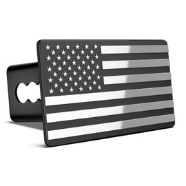 OGYE 2 Inch Trailer Hitch Cover with American Flag, Heavy Metal Trailer Hitch Cover Fit for 2 Inch Hitch Receivers (with 5/8" Pin Dia Anti-Theft Trailer Hitch Lock)-3 * 5" Chrome