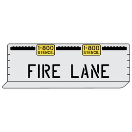 4" FIRE Lane Professional Curb Marking Stencil with Handles and Overspray Flap - 1/8" (.125") PRO-Grade LDPE - Curb