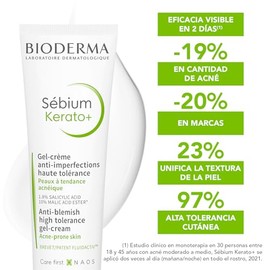 BIODERMA, Sébium Kerato+ Gel Crema, Anti-Imperfecciones, Elimina Brotes y Puntos Negros, Skincare Piel Grasa, 30ML