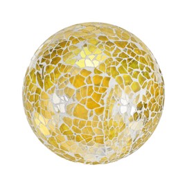 M METERXITY 1-Pack Decorative Ball for Bowls, 4 Inch Mosaic Glass Balls Decorative Glass Orbs for Home Decor/Dining Tables/Wedding Party/Coffee Table/Centerpiece Decor [Yellow]
