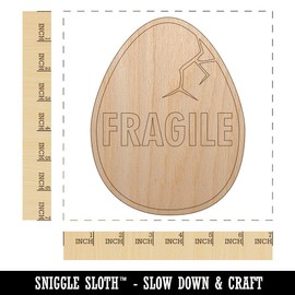 Fragile Cracked Chicken Egg Unfinished Wood Shape Piece Cutout for DIY Craft Projects - 1/8 Inch Thick - 6.25 Inch Size