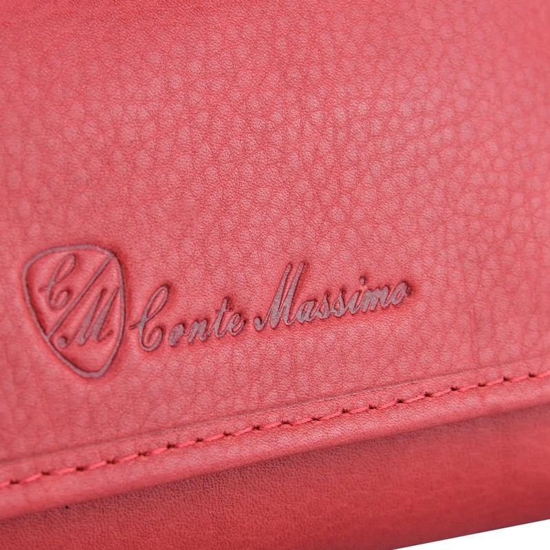 Conte Massimo Man Woman Keyring Genuine Leather, Red with bag