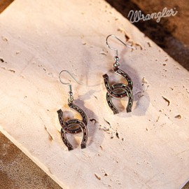 Wrangler Western Earrings Concho Dangling Retro Horseshoe Earring Jewelry for Women WGE-1025SL